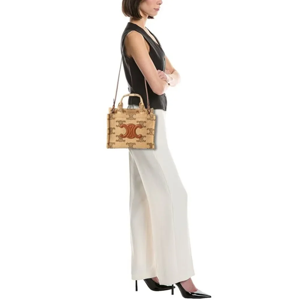 Celine Canvas & Leather Tote, Beige